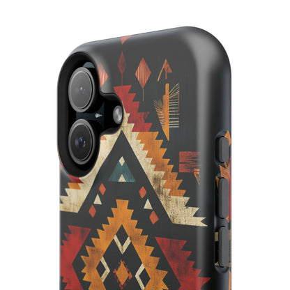 Southwestern Tribal Diamond Tough MagSafe iPhone Case – Bold Geometric Pattern, Dual-Layer Protection