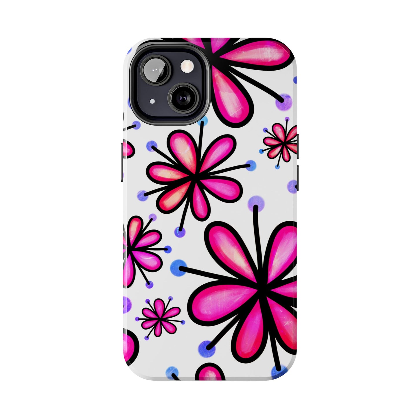 Pink Retro Bloom iPhone Case – Ultra-Slim Design, Glossy Finish