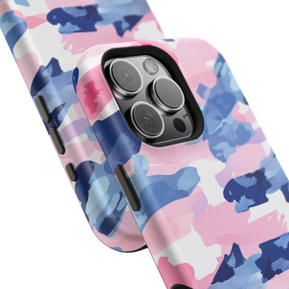 MagSafe Case: Dynamic Pink & Navy Brushstroke Art