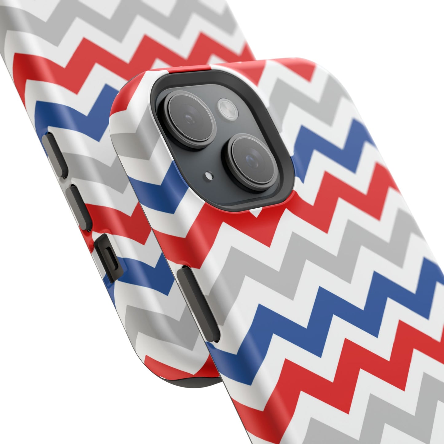 Patriotic Red, White & Blue Chevron – MagSafe Compatible iPhone Case