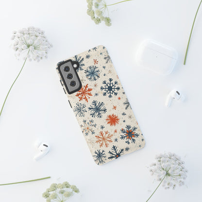 Rustic Orange and Blue Snowflake Pattern – Samsung Galaxy Series Case