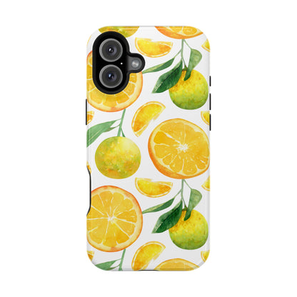 Sunny Citrus Grove Tough MagSafe iPhone Case – Watercolor Orange Design, Dual-Layer Protection