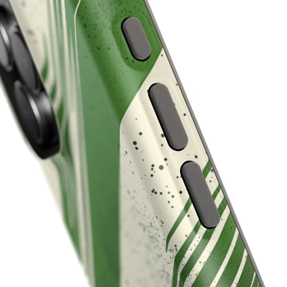 Green Stripes MagSafe iPhone Case – Bold Diagonal Brushstroke Design