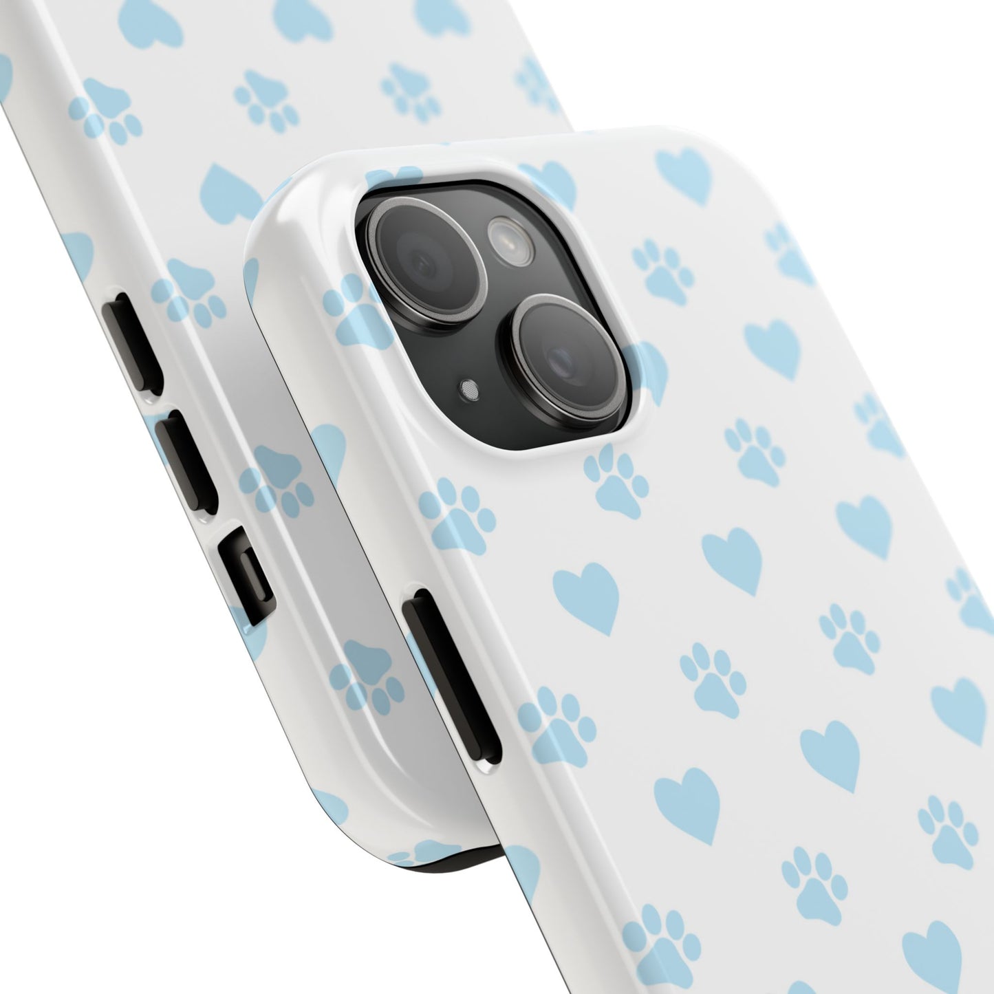 Light Blue Paw Prints & Hearts – iPhone Case for Animal Lovers