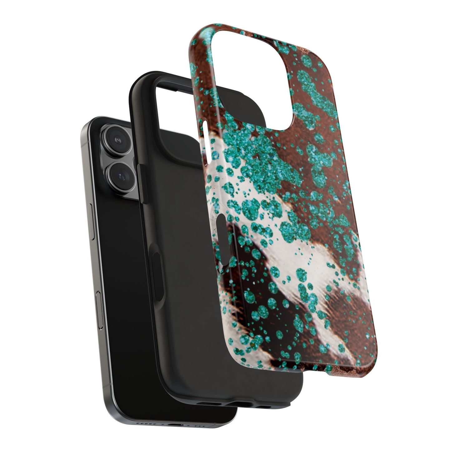 Teal Glitter Cowhide - iPhone Series Case