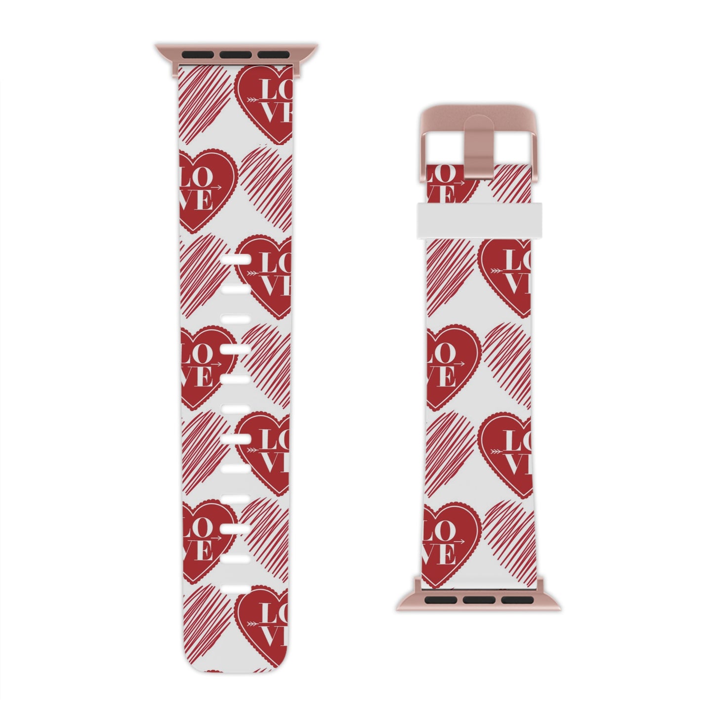 Red Love Heart Pattern Apple Watch Band