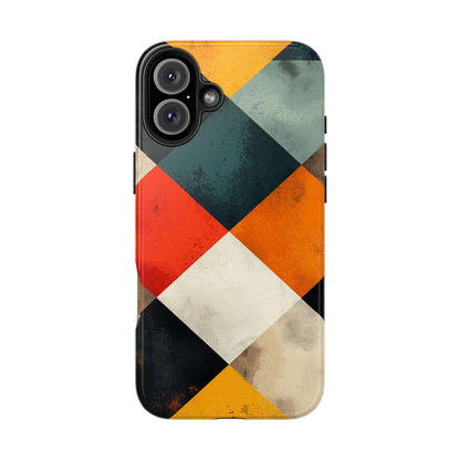 Geometric Retro iPhone  Case - Colorful Checkered Protective Cover