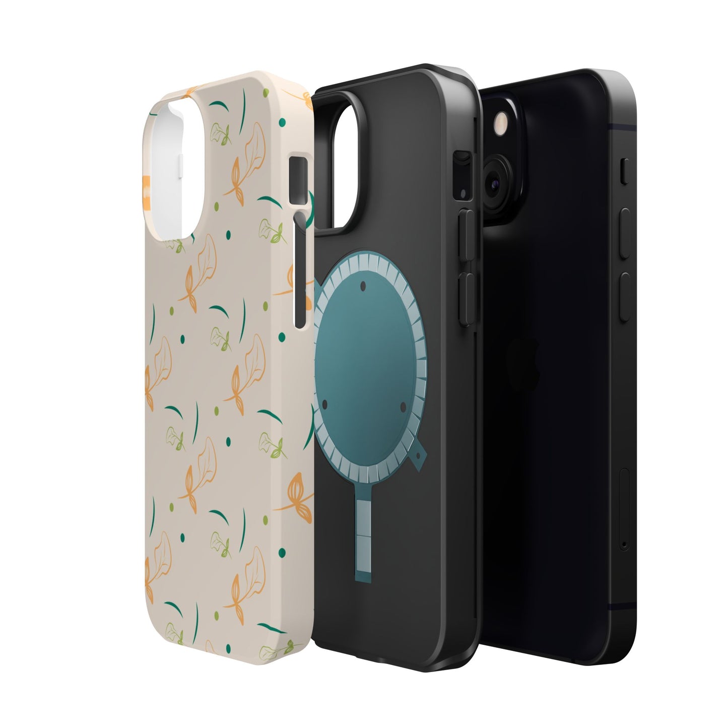 Soft Pastel Abstract Floral Tough MagSafe iPhone Case – Playful Minimalist Design with Dual-Layer Protection