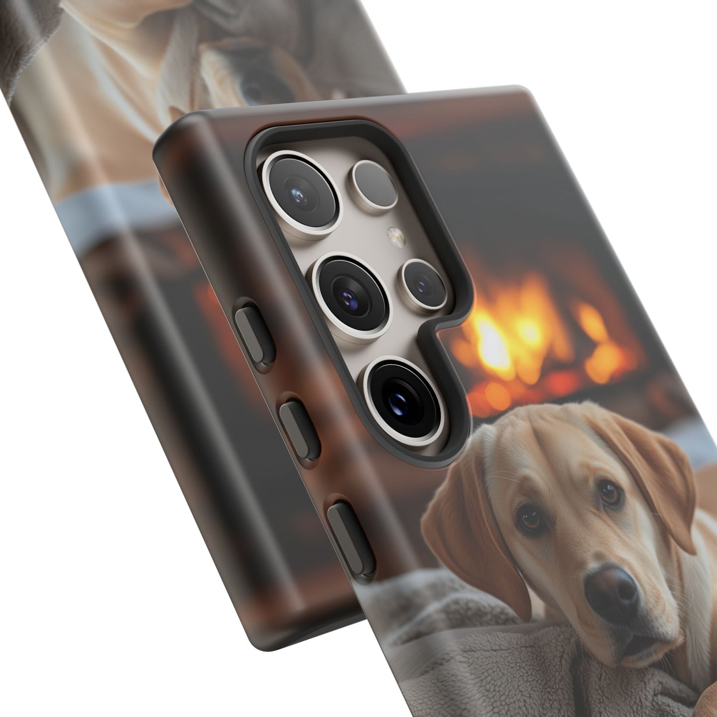 Cozy Golden Retriever by the Fireplace - Samsung Galaxy Case