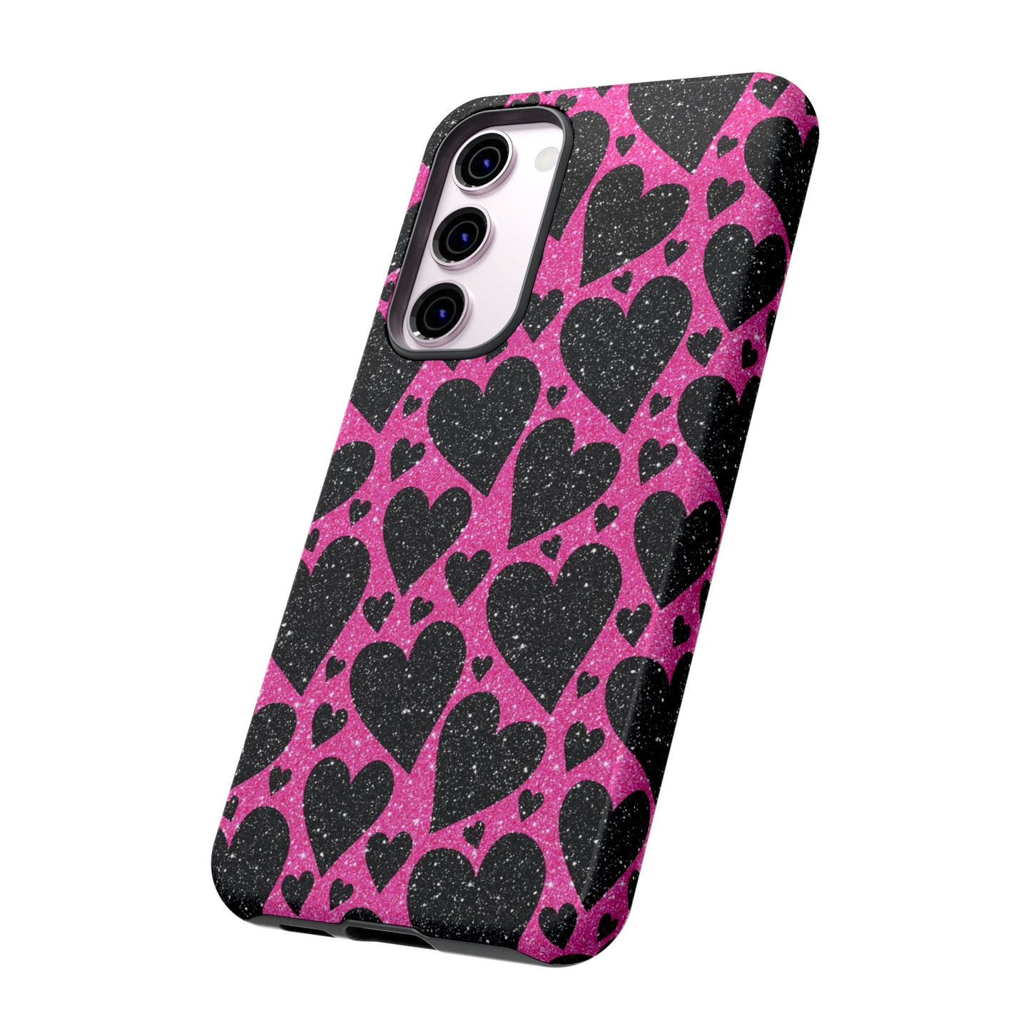 Pink Glitter Hearts Samsung Galaxy Case