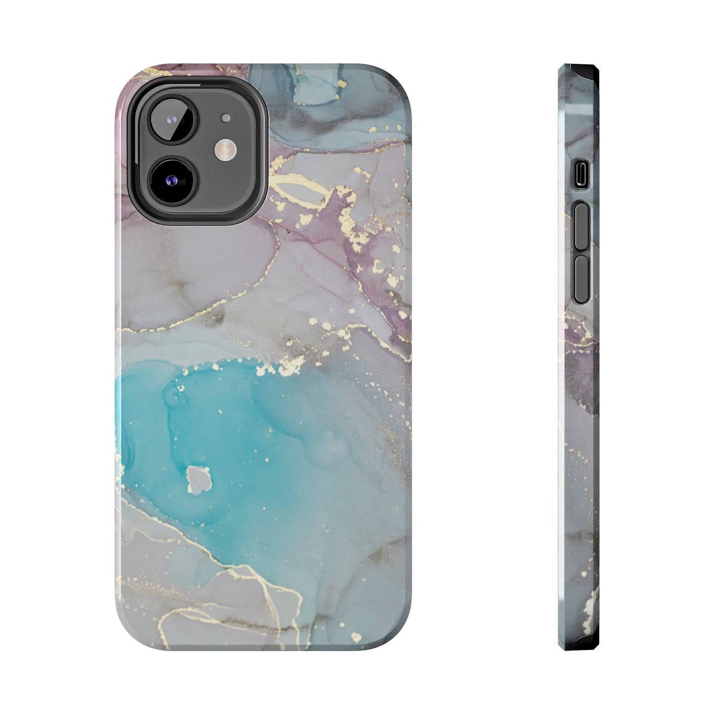 Sky Blue & Purple Marble Wave – iPhone Case with Fluid Swirl Pattern