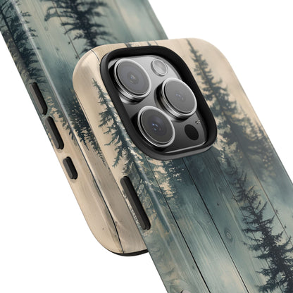 Misty Pine Forest Iphone Case - Nature-Inspired Wood Design Protective Cover