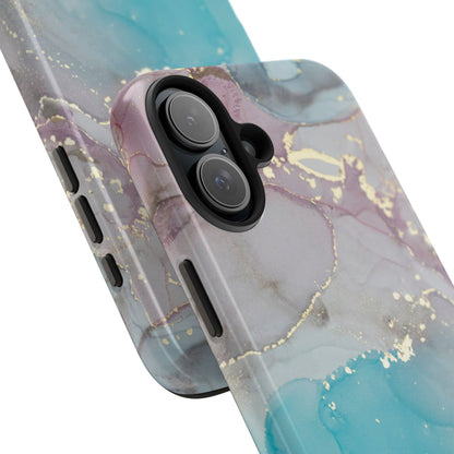 Sky Blue & Purple Marble Wave – iPhone Case with Fluid Swirl Pattern