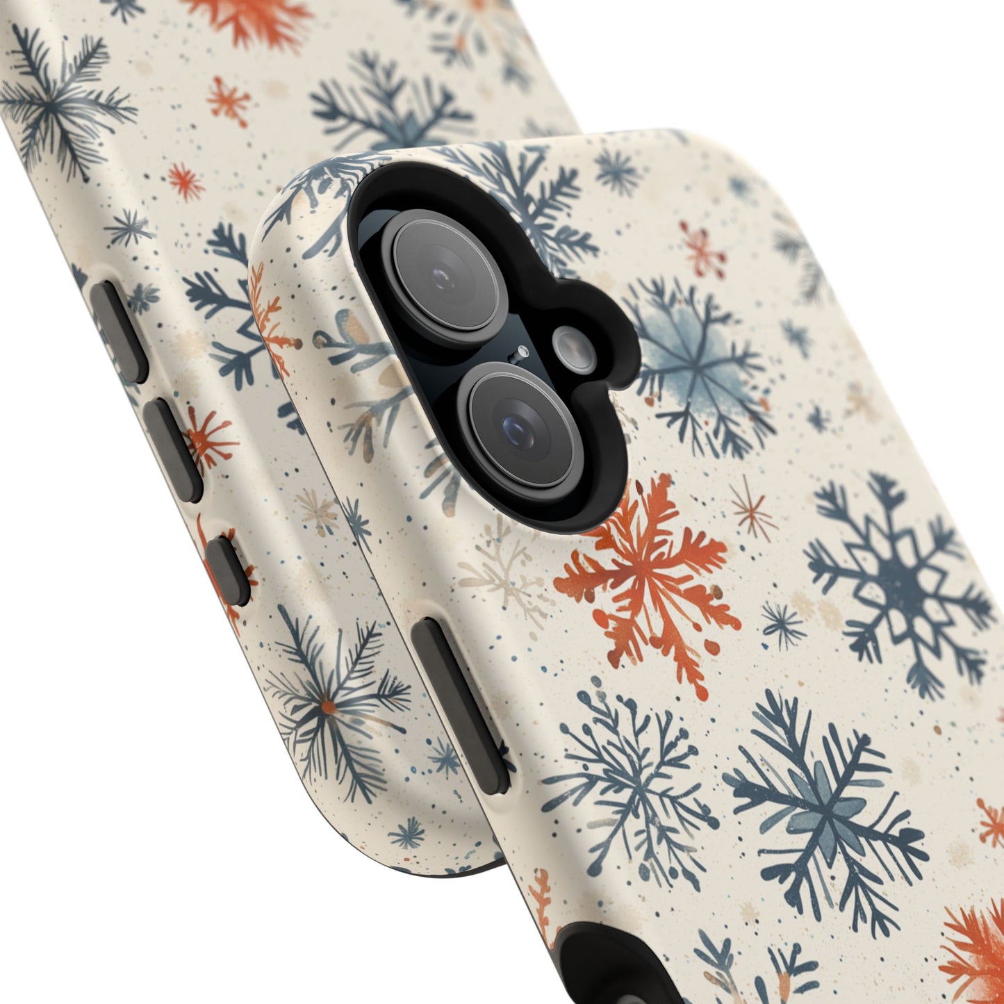 Rustic Orange and Blue Snowflake Pattern – MagSafe iPhone Series Case