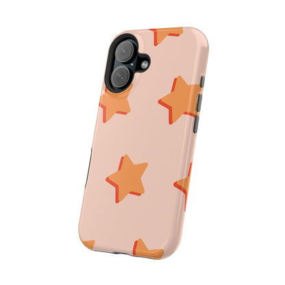 Retro Orange Stars MagSafe iPhone Case – Shock-Resistant, Smooth Matte Finish, Dual-Layer Design