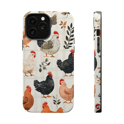 MagSafe iPhone Case: Vintage Chicken & Leaves – Farmhouse Style Case