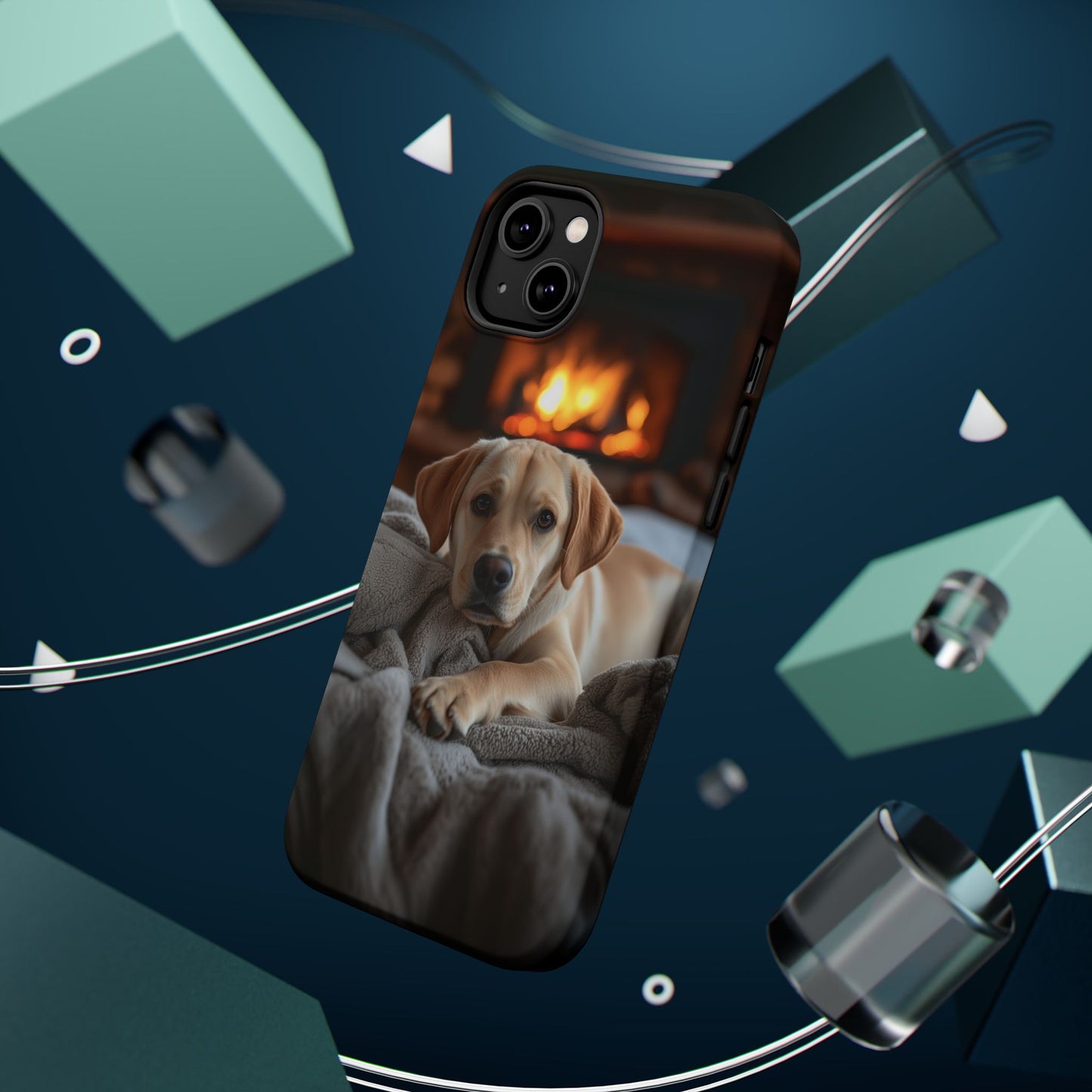 Cozy Golden Retriever by the Fireplace - MagSafe Case