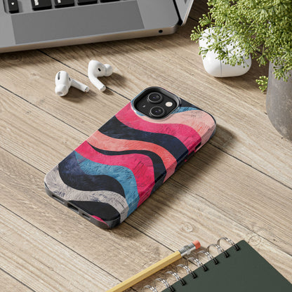 Abstract Wave Pattern iPhone Case – Shockproof, Matte Finish, Dual-Layer Protection