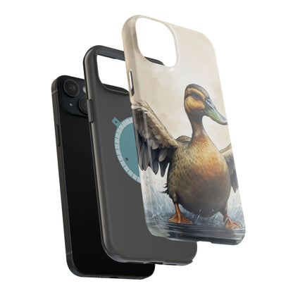 Graceful Duck in Watercolor Scene - MagSafe iPhone Case