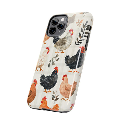 iPhone Case: Vintage Chicken & Leaves – Farmhouse Style Case