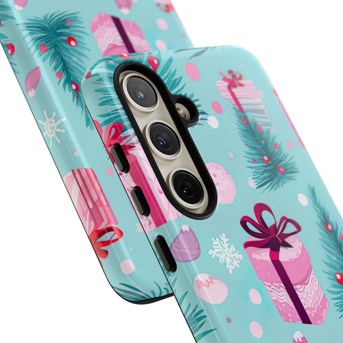 Festive Pink Christmas Gifts and Evergreen Samsung Galaxy Case – Holiday Theme, Protective Cover