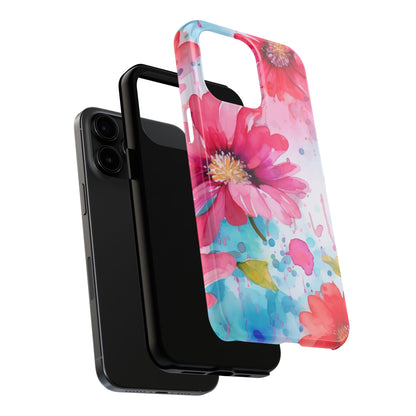 Vibrant Watercolor Red & Pink Floral - iPhone Case