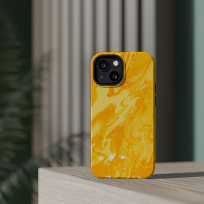 Luxe Yellow Marble MagSafe iPhone Case – Bold Golden Elegance with Magnetic Precision