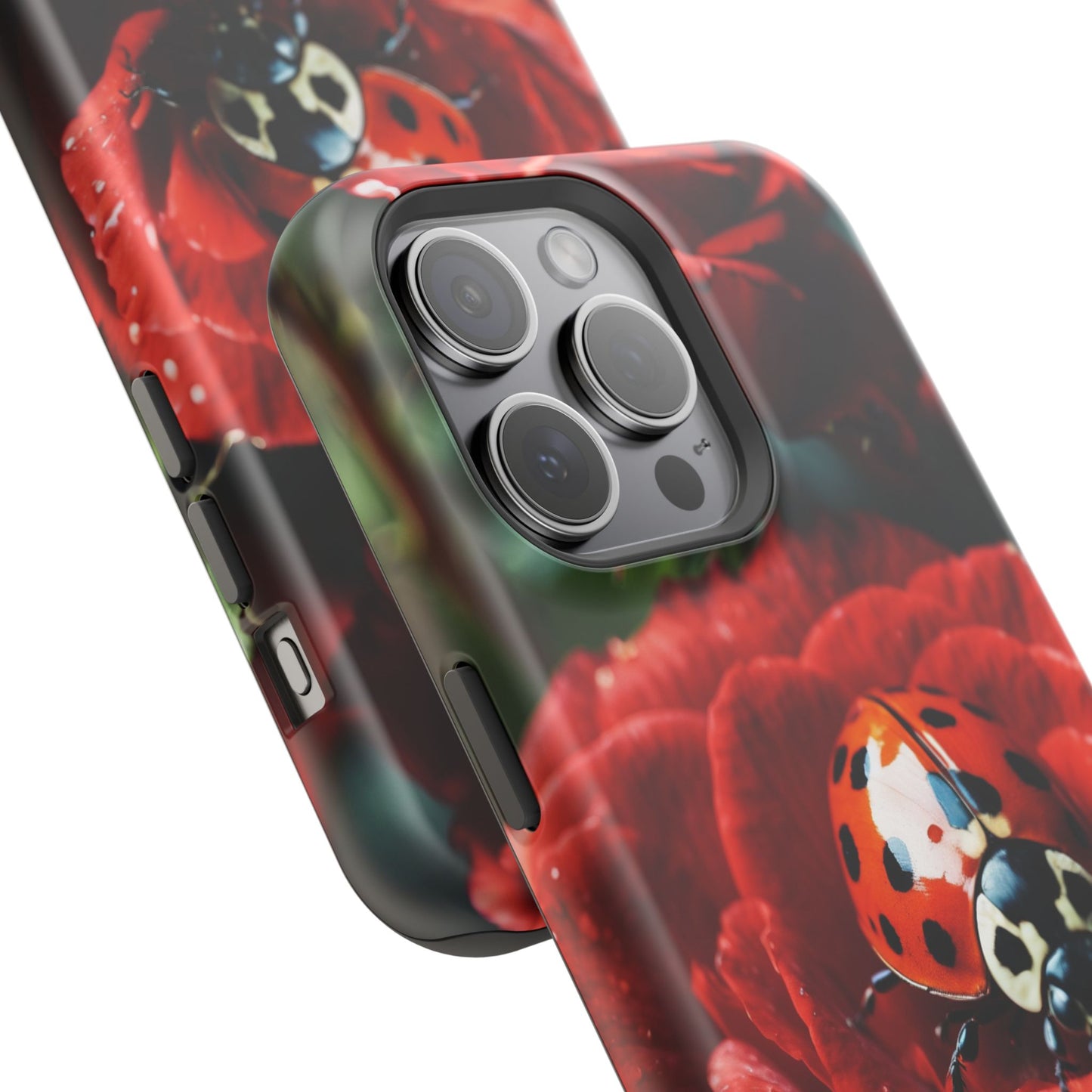 Elegant Rose & Ladybug Charm - MagSafe iPhone Case