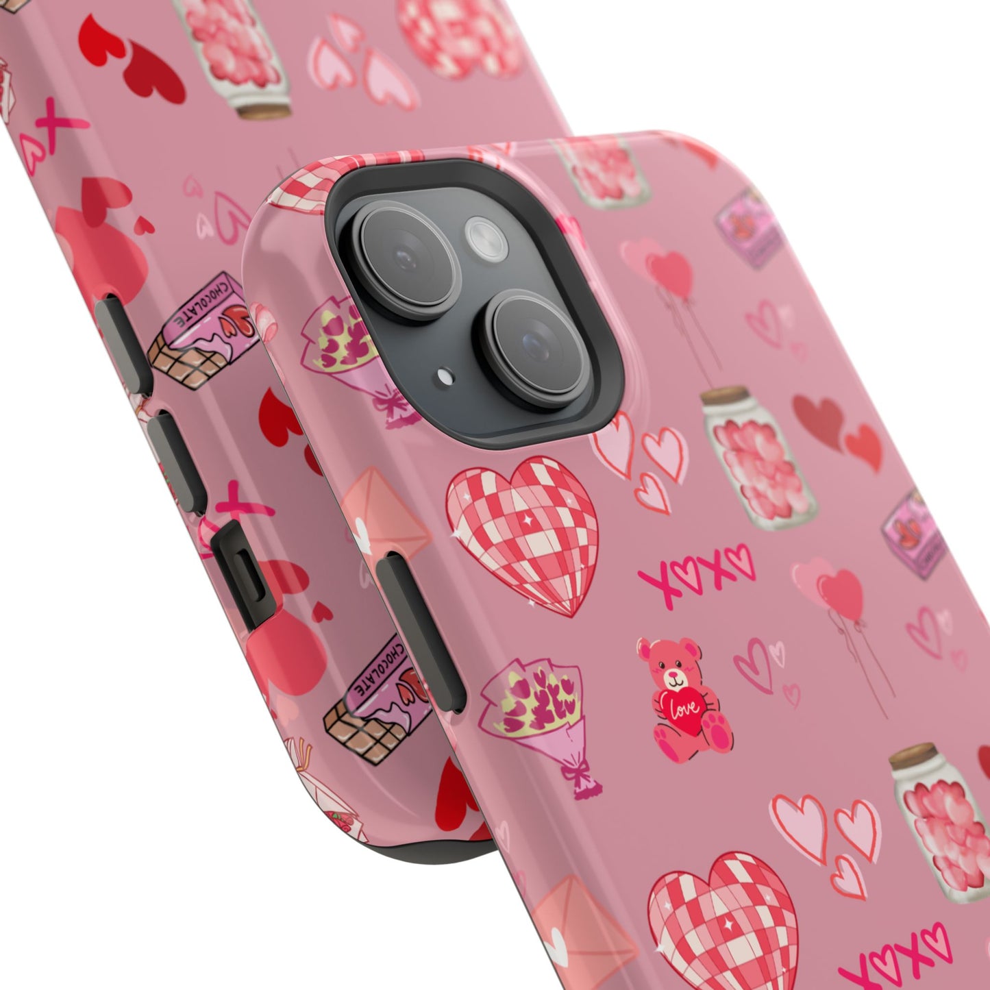 Pink Valentine Love Collage – MagSafe-Compatible iPhone Case