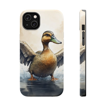 Graceful Duck in Watercolor Scene - MagSafe iPhone Case