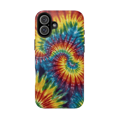 Retro Tie-Dye Swirl iPhone Case – Rainbow Spiral Design