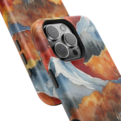 Autumn Mountain Forest Watercolor - MagSafe iPhone Case