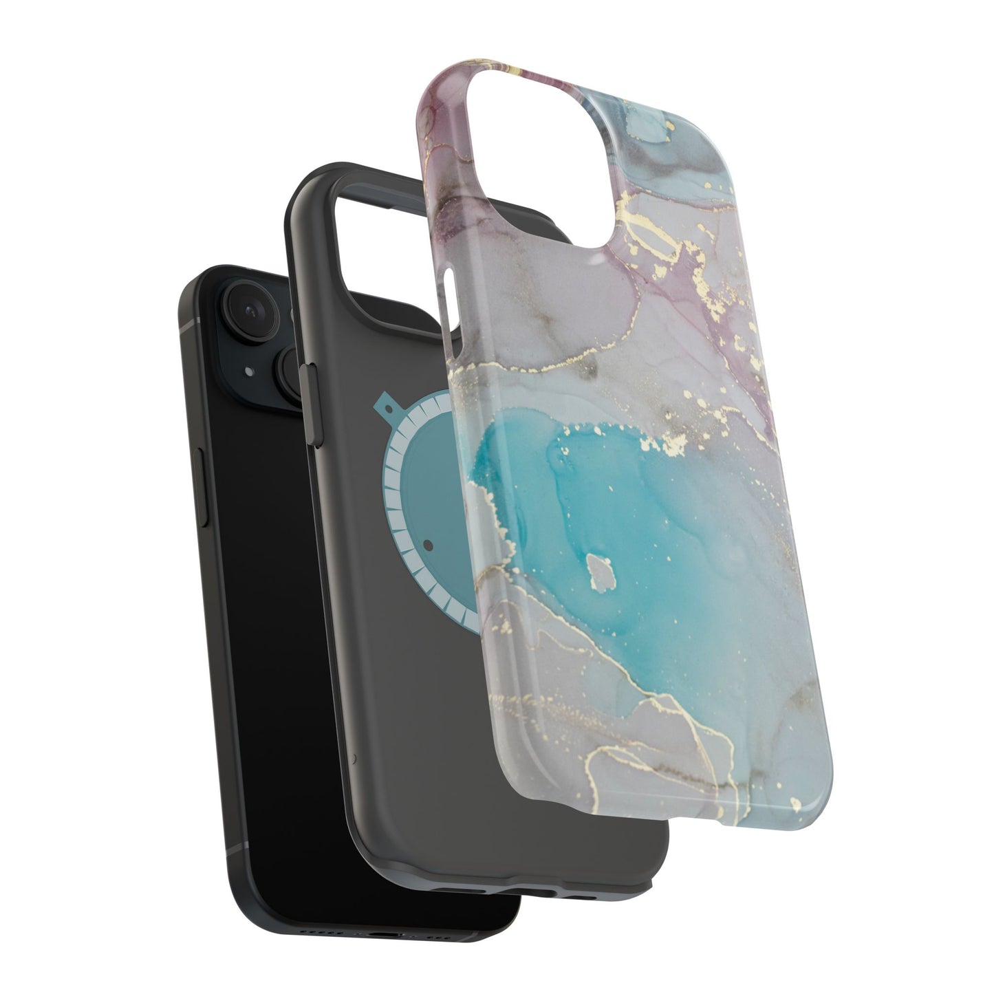 Sky Blue & Purple Marble Wave – MagSafe Case with Dreamy Marble Design