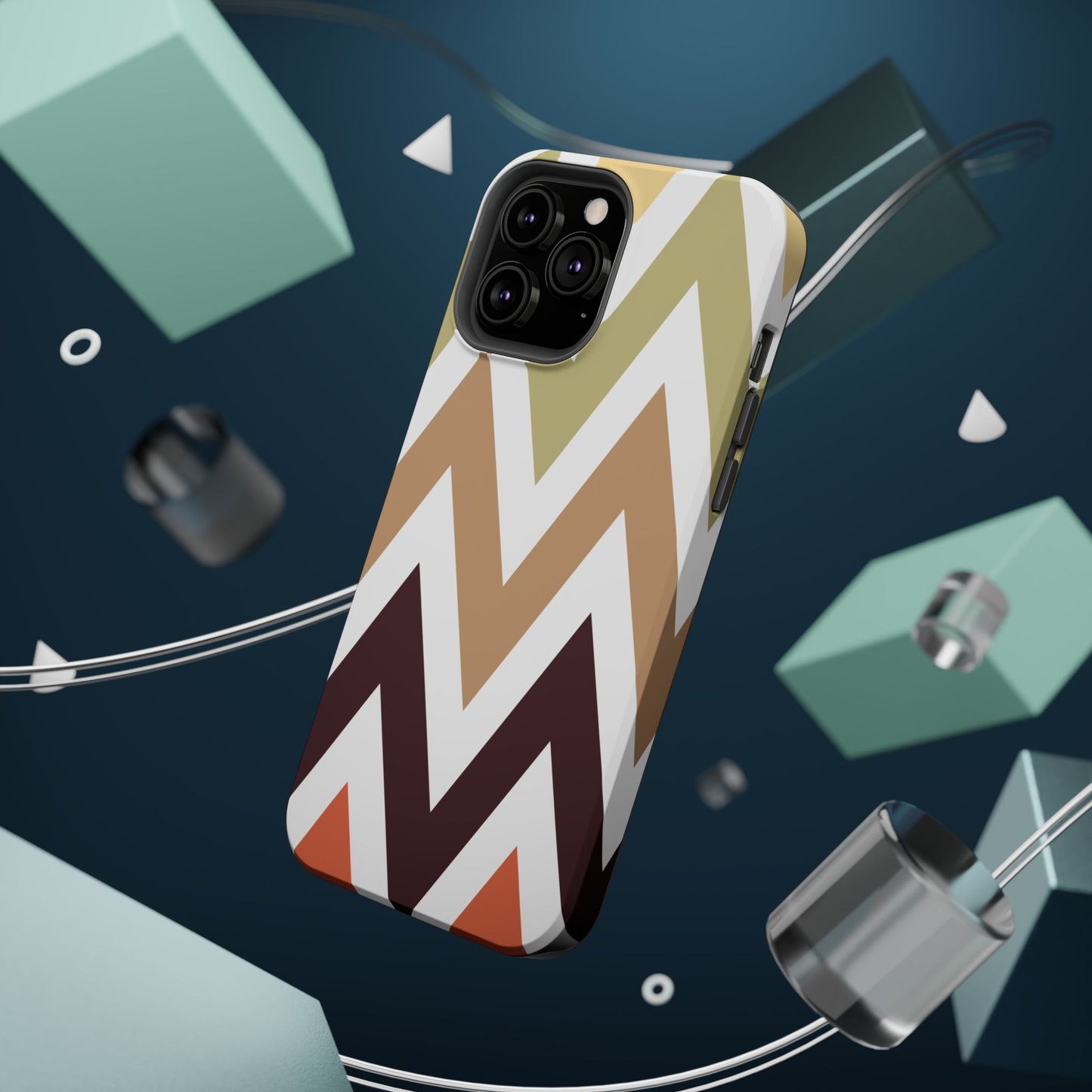 Earthy Chevron MagSafe iPhone Case – Boho-Inspired Design with Dual-Layer Protection