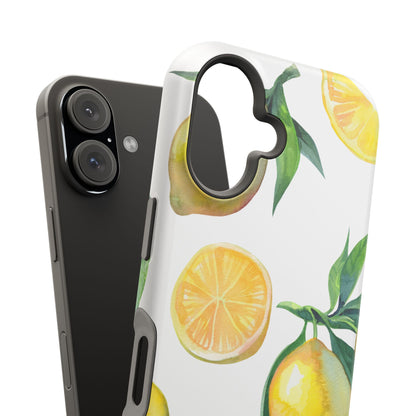 Lemon Grove Watercolor Tough MagSafe iPhone Case – Fresh Citrus Design, Dual-Layer Protection