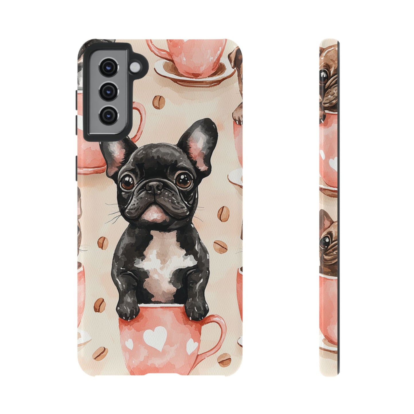 French Bulldog in Coffee Cup  Samsung Galaxy  Case – Cute Dog Art, Shockproof & Slim Design