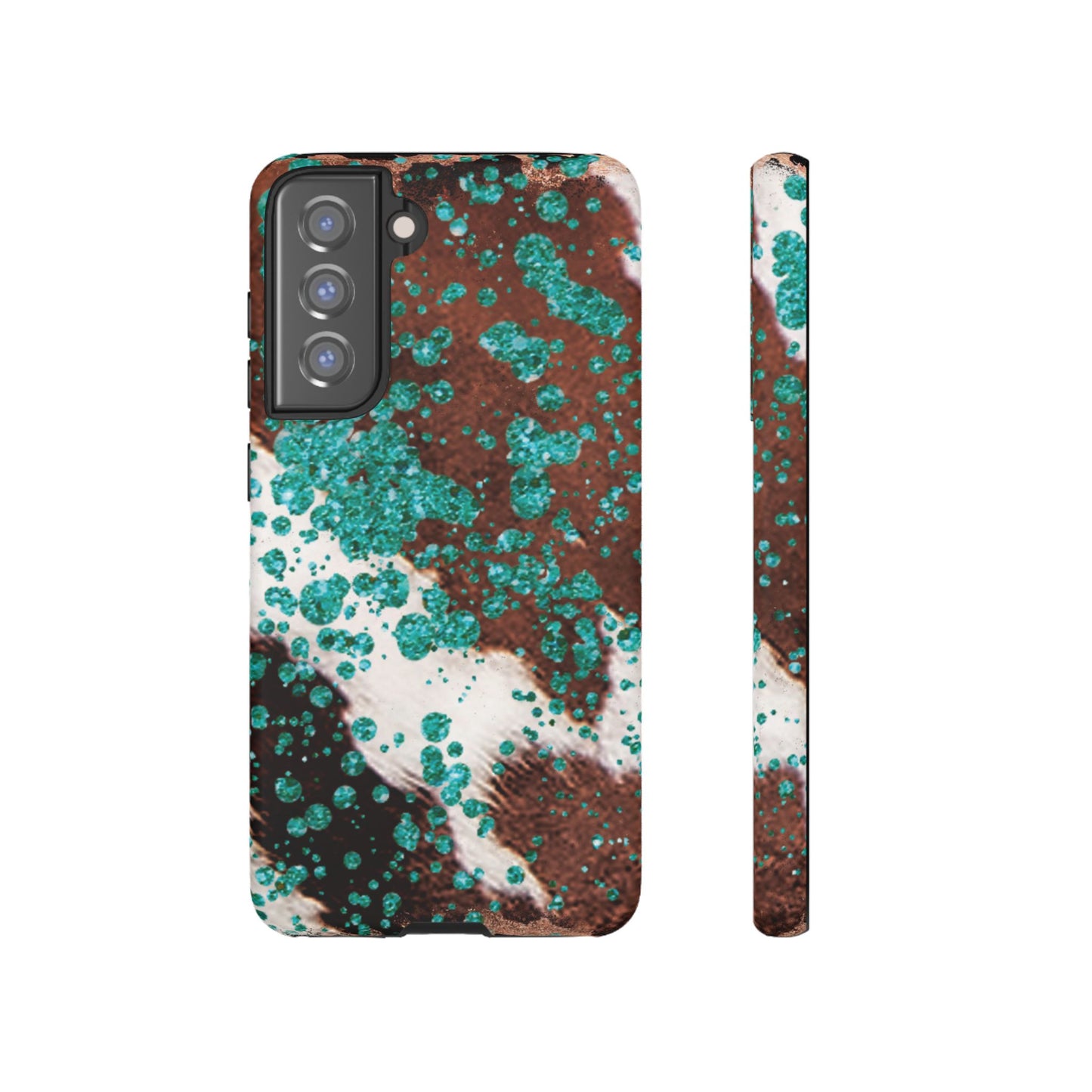 Teal Glitter Cowhide - Samsung Galaxy Series Case