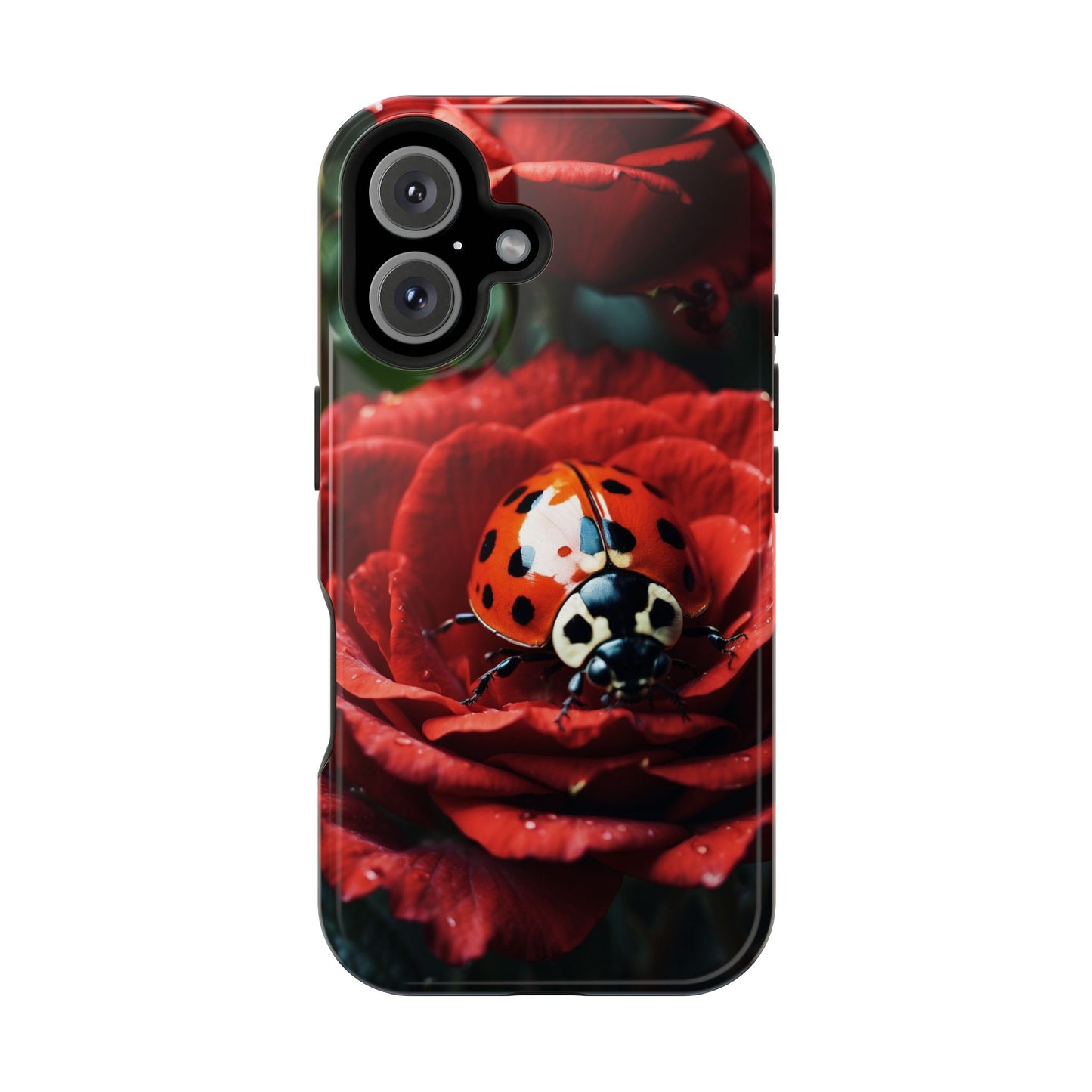 Elegant Rose & Ladybug Charm - MagSafe iPhone Case