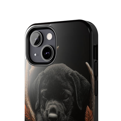 Charming Black Labrador Puppy on Feathers iPhone Case