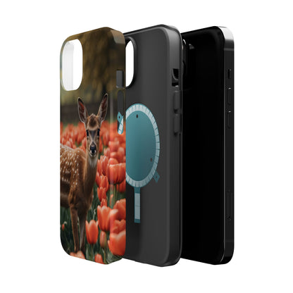 Fawn Among Tulips MagSafe iPhone Case