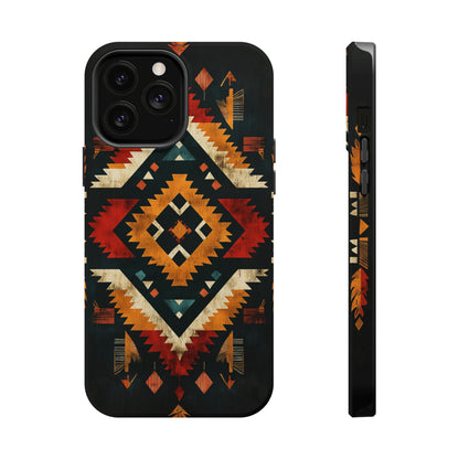 Southwestern Tribal Diamond Tough MagSafe iPhone Case – Bold Geometric Pattern, Dual-Layer Protection