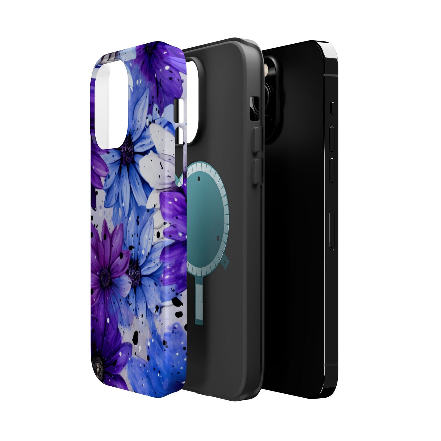 Vibrant Purple & Blue Floral Splash - MagSafe iPhone Series Case