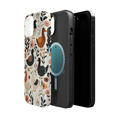 MagSafe iPhone Case: Vintage Duck – Floral & Leaf Design