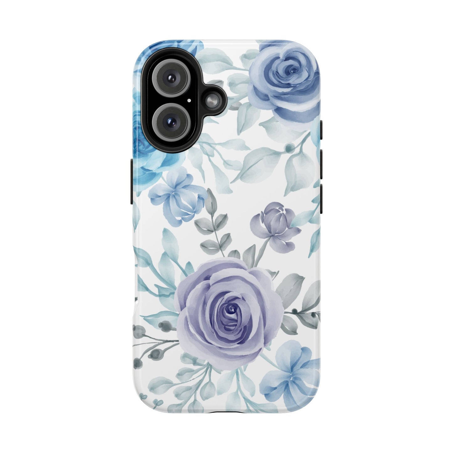 Elegant Blue & Violet Roses iPhone Case – Luxurious Floral Design for Chic Device Protection