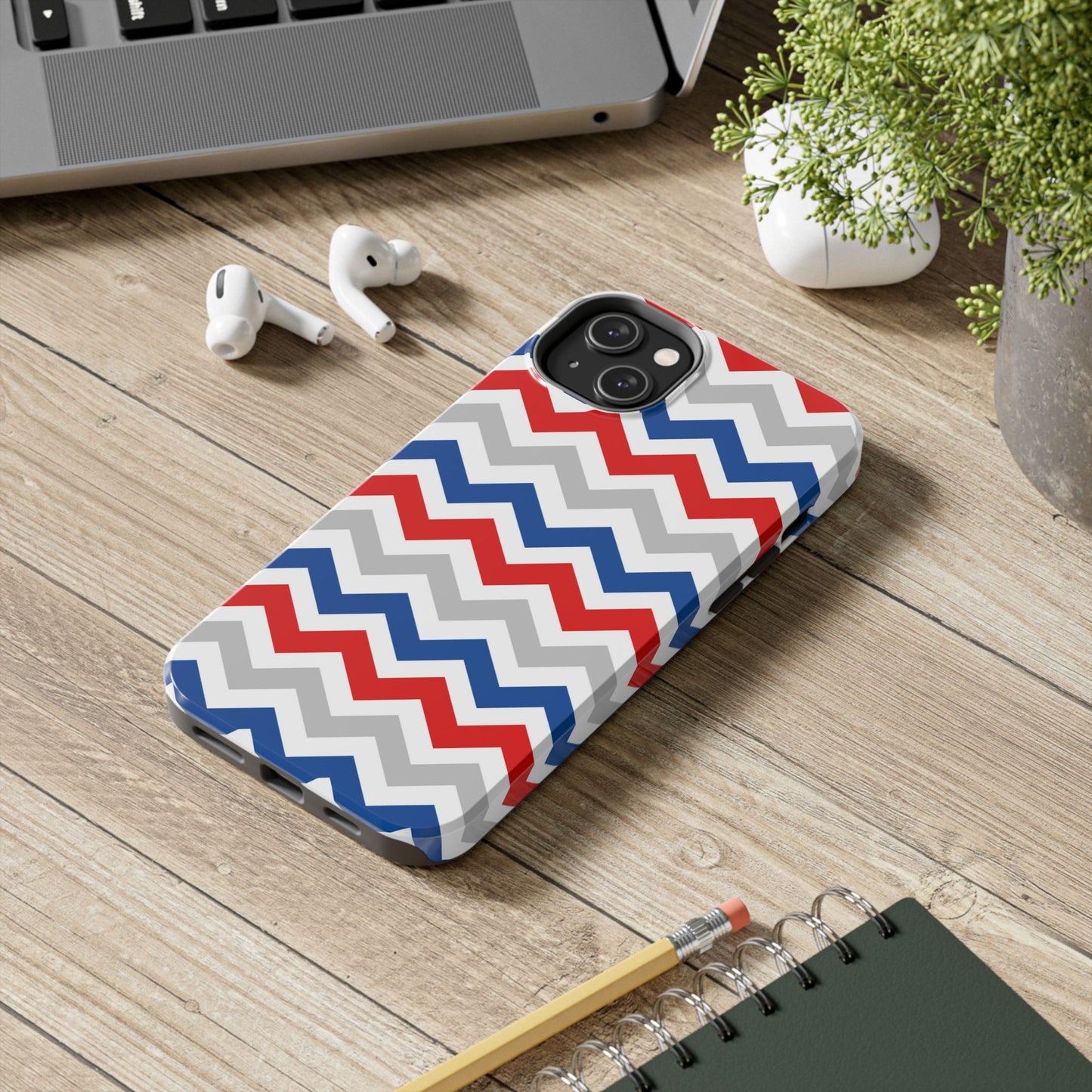 Patriotic Red, White & Blue Chevron – Geometric iPhone Case