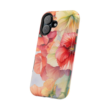 Gumamela Blush Pink Watercolor Floral – MagSafe Compatible iPhone Case