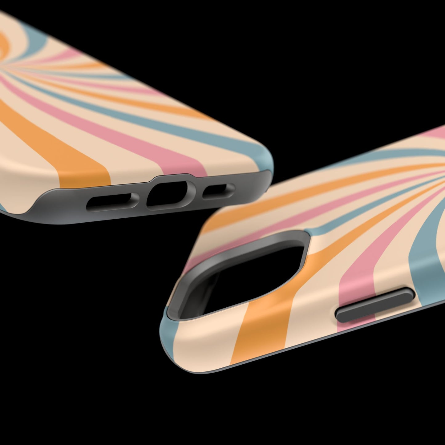 Retro Swirl Pattern MagSafe iPhone Case – Bold 70s Vibe in Pink, Orange, and Orange