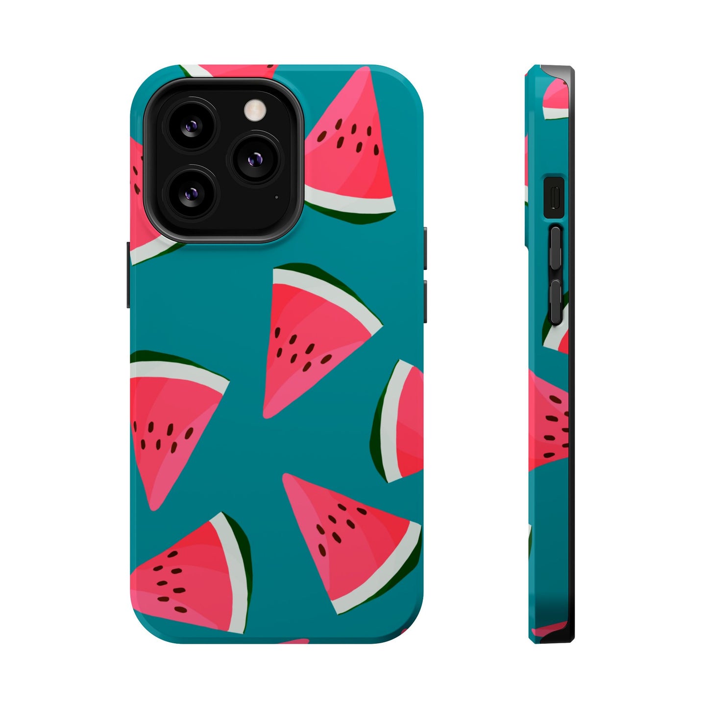 Watermelon Bliss MagSafe iPhone Case – Vibrant Summer Fruit Design on Teal Background