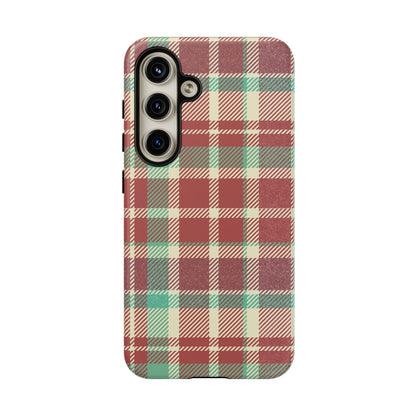 Vintage Plaid in Red & Cream – Samsung Galaxy Case with Timeless Style