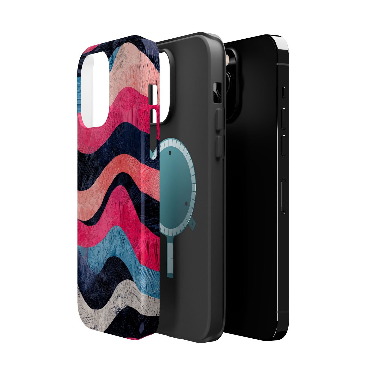 Abstract Wave Pattern MagSafe iPhone Case – Shockproof, Matte Finish, Dual-Layer Protection